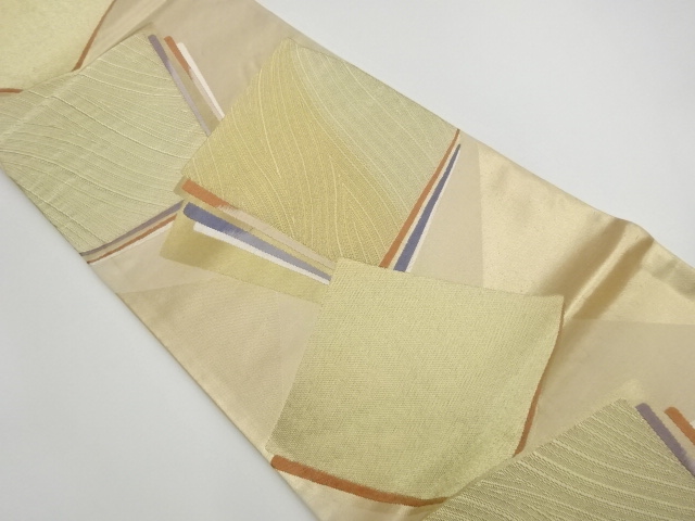 リサイクル　重ね色紙模様織出し袋帯